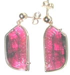 14 kt Gold & Carved Tourmaline Earrings