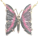 14 kt Gold & TricolorTourmaline Butterfly Pendant